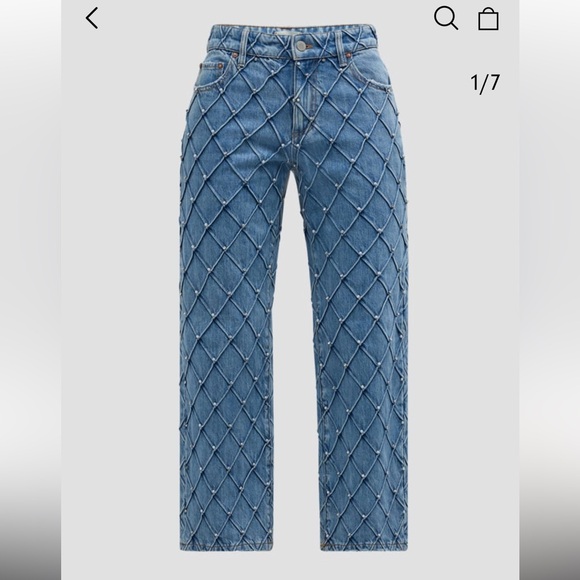 Alice + Olivia Weezy quilted embellished jeans size 24